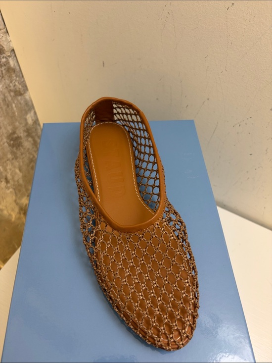 STAUD Shoes - STAUD Alba Ballet Flat - Tan Netting